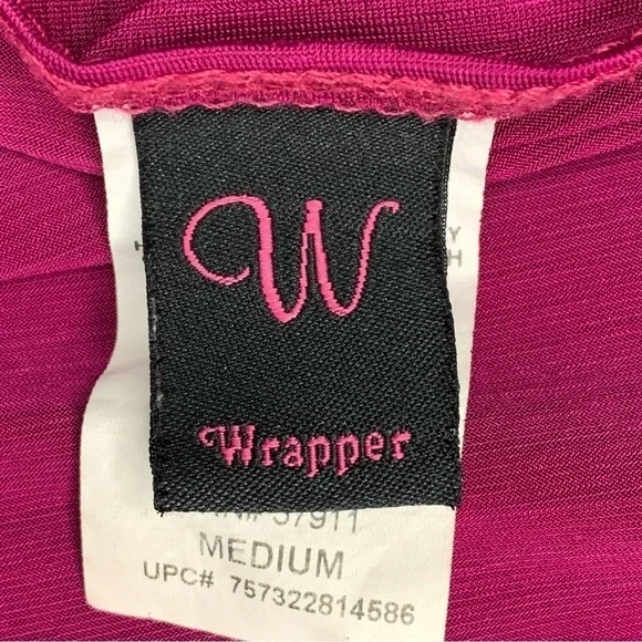 M Vintage 90s Fuchsia Pink Belted Blouse Stretch Medium Y2k - Picture 5 of 6